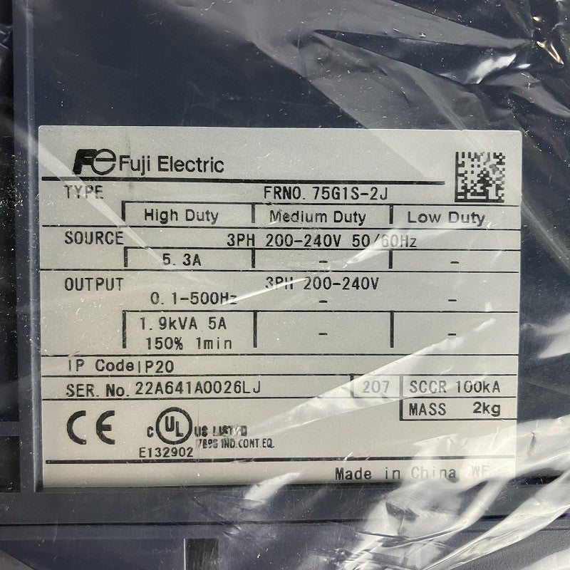 富士電機 インバータ FRN0.75G1S-2J