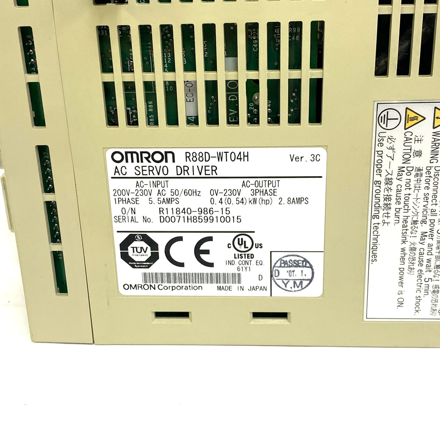 オムロン ACサーボドライバ 汎用入力タイプ R88D-WT04H