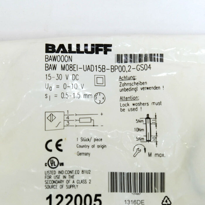 BALLUFF 近接スイッチ BAWM08EI-UAD15B-BP00.2-GS04