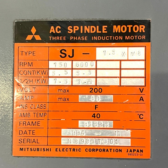 三菱電機 ACスピンドルモーター SJ-7.5XW8