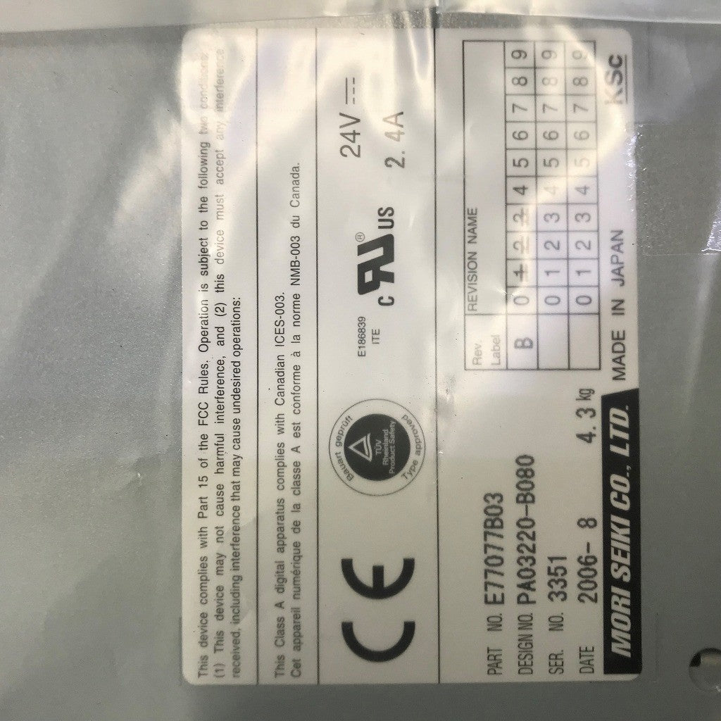 森精機 MORI SEIKI タッチパネル 表示機 E77077B03 PA03220-B080