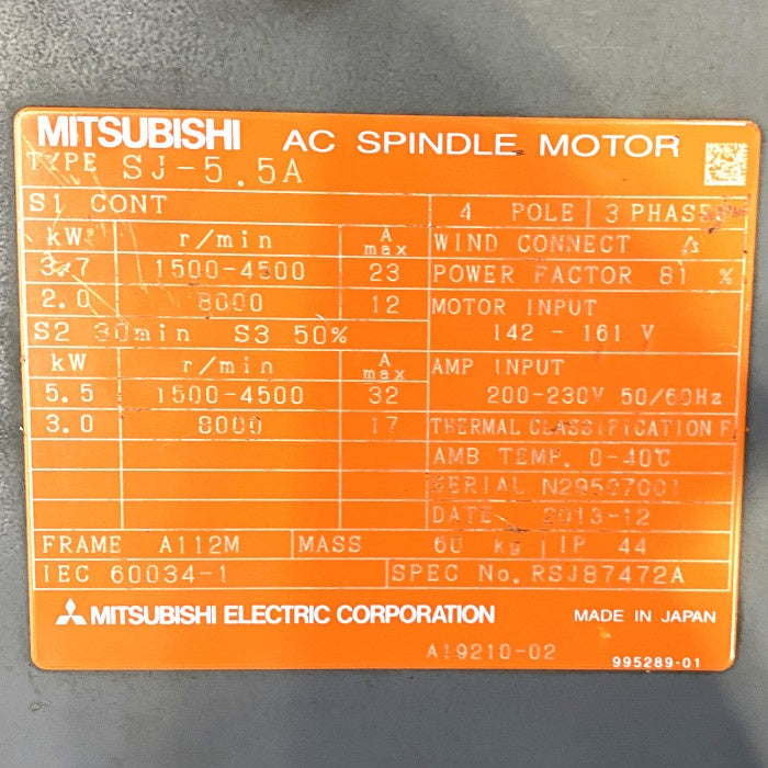 三菱電機 ACスピンドルモーター SJ-5.5A