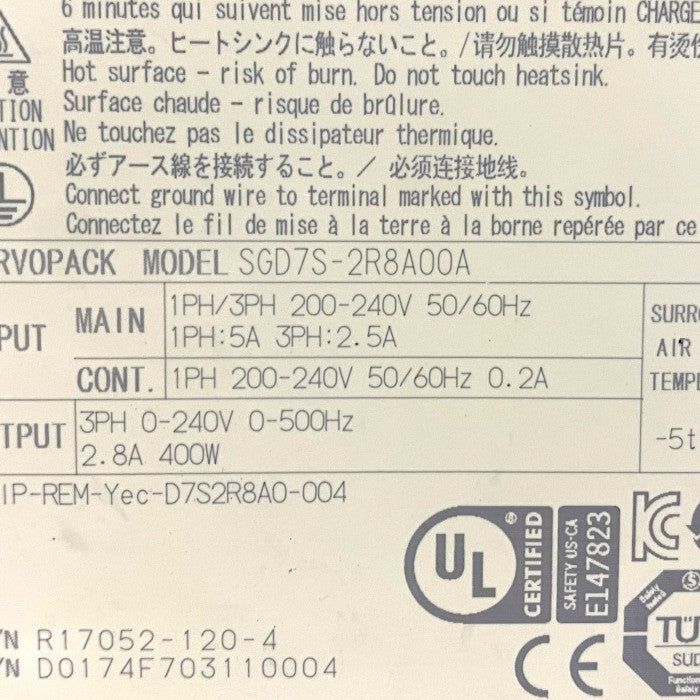 安川電機 サーボパック SGD7S-2R8A00A