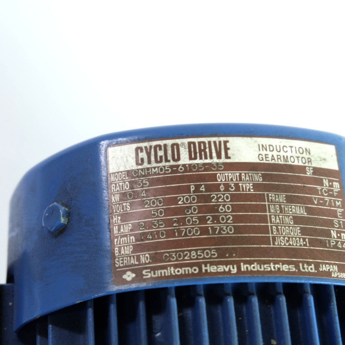 住友重機械工業 サイクロ減速機 CNHM05-6105-35 0.4KW 200V
