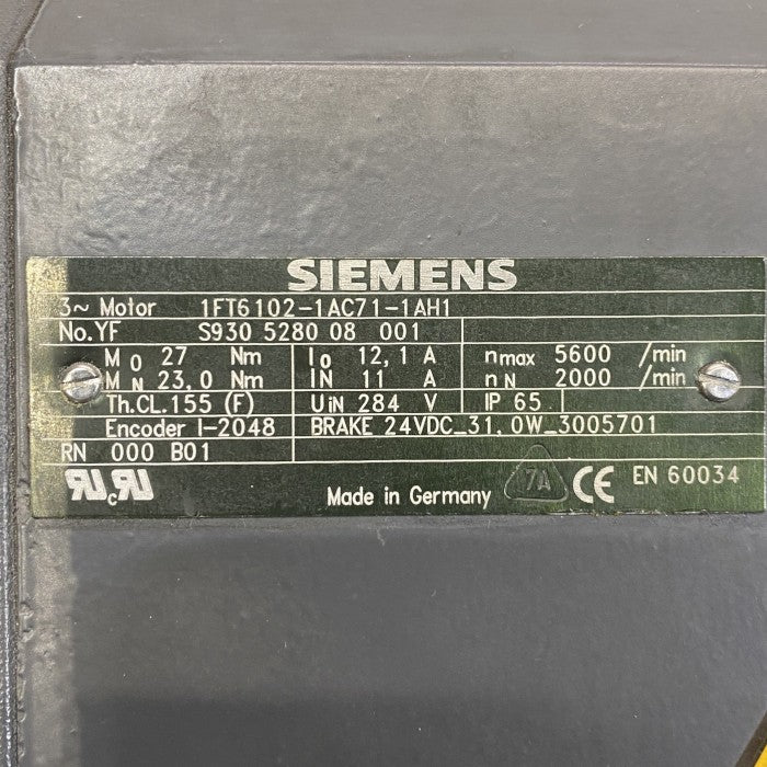SIEMENS ACスピンドルモーター 1FT6102-1AC71-1AH1