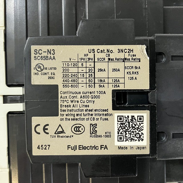 富士電機 電磁接触器 SC-N3 コイル電圧100V