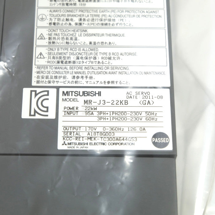 三菱電機 サーボアンプ MR-J3-22KB(GA)