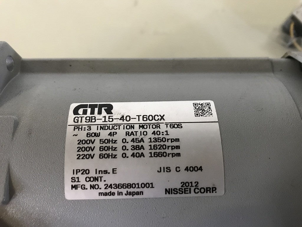GTR(ニッセイ) ギアモータ GT9B-15-40-T60CX