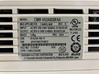 YASKAWA 安川電機 インバータ CIMR-VA2A0030FAA
