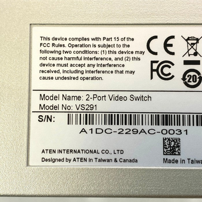 ATEN 2入力VGAビデオスイッチャー VS-291