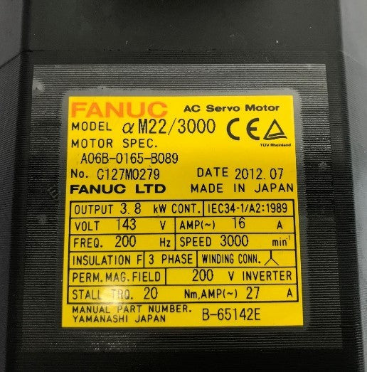FANUC サーボモータ A06B-0165-B089