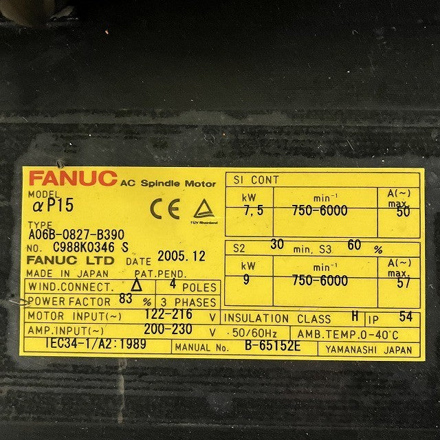 FANUC ファナック サーボモータ A06B-0827-B390