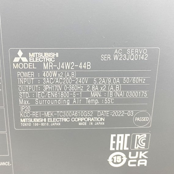 三菱電機 サーボアンプ 2022年製 MR-J4W2-44B