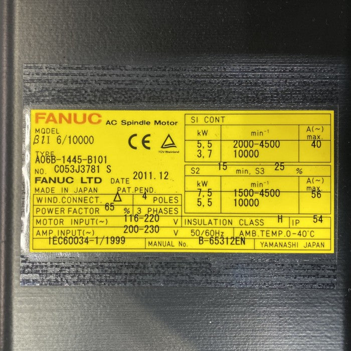 ファナック ACスピンドルモーター A06B-1445-B101