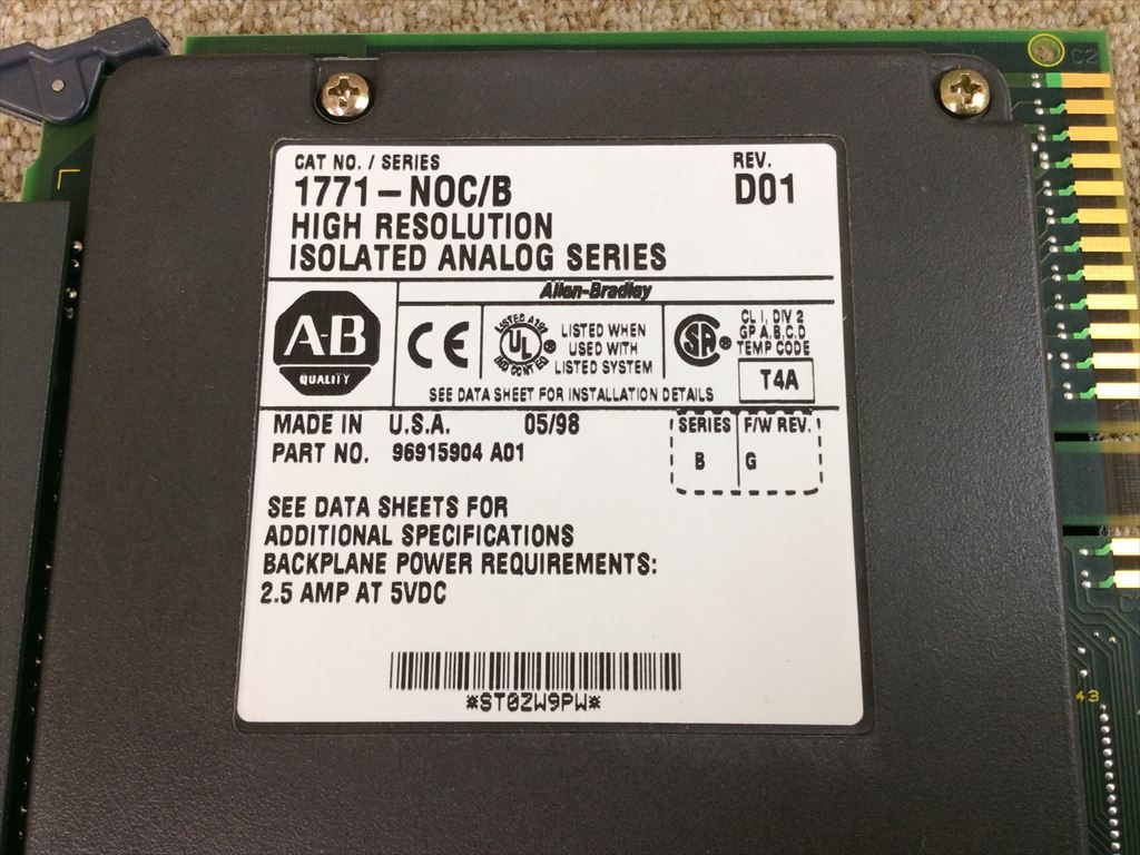 Allen Bradley PLC用I/Oモジュール 1771-NOC
