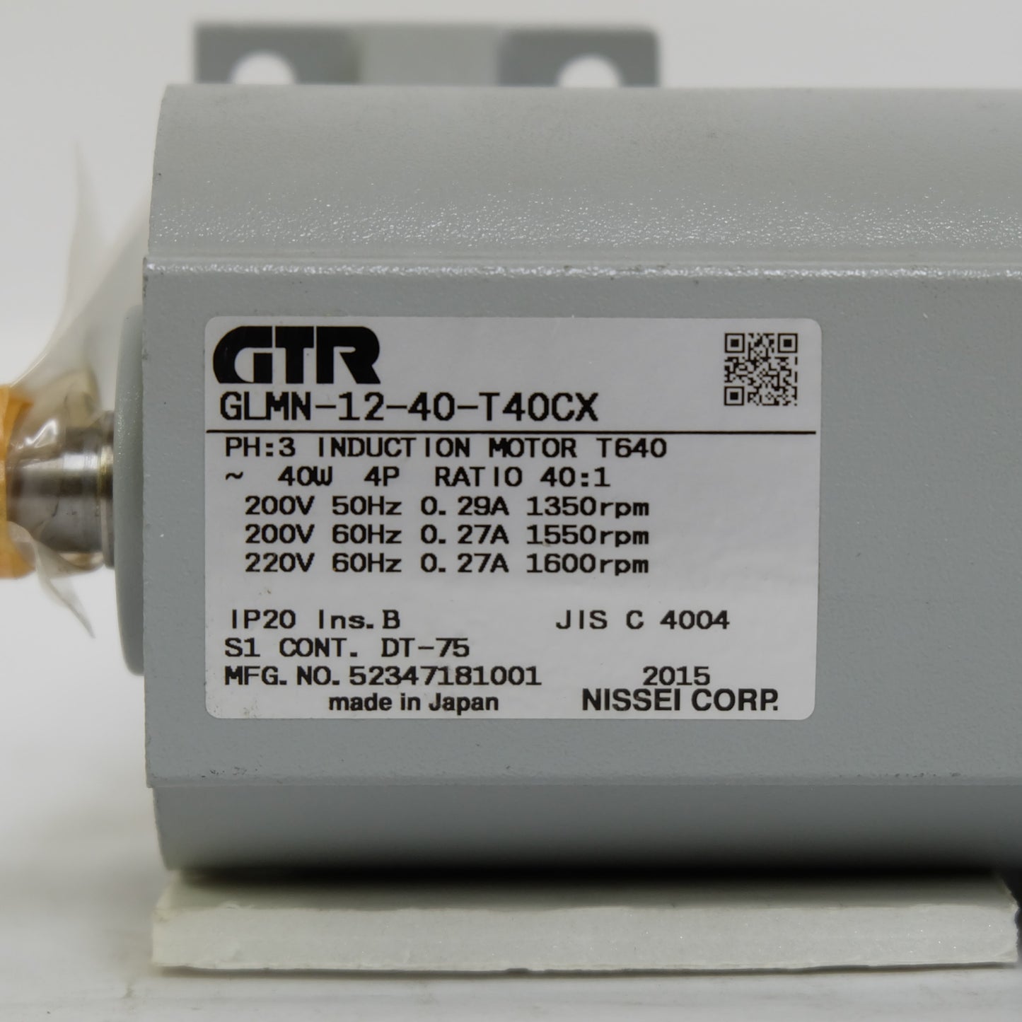 日精工業 【電気機器】モーター GLMN-12-40-T40CXT6 40ジクタンM5X12L