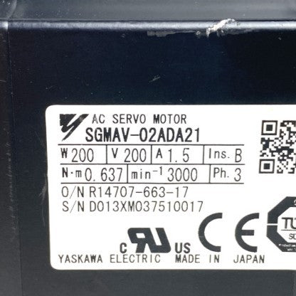 YASUKAWA 回転型サーボモータ 箱無 SGMAV-02ADA21