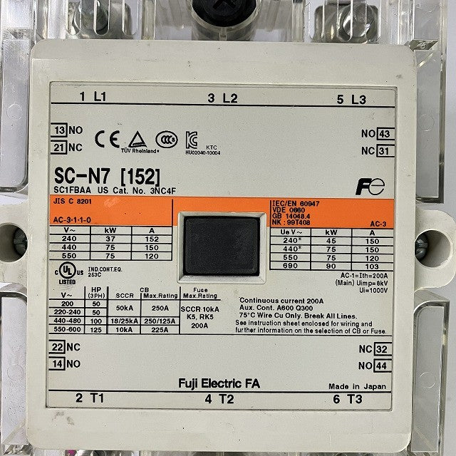 富士電機 電磁接触器 SC-N7 コイル電圧100V