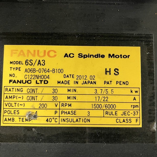 FANUC ファナック サーボモータ A06B-0764-B100 4POLE