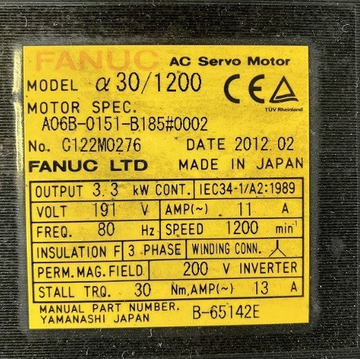 FANUC ファナック サーボモータ A06B-0151-B185#0002