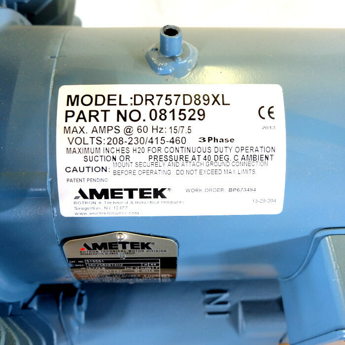 AMETEK リジェネラティブブロワー DR757D89XL