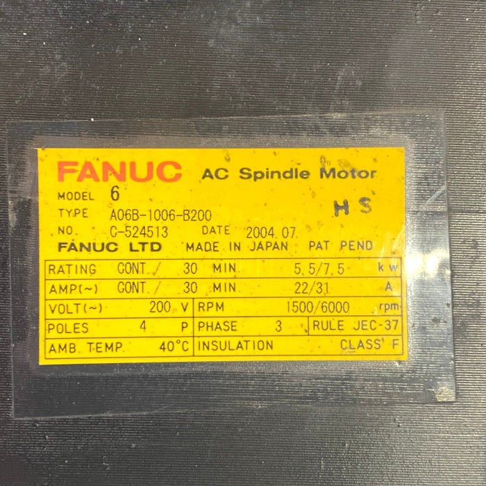 ファナック ACスピンドルモータ A06B-1006-B200