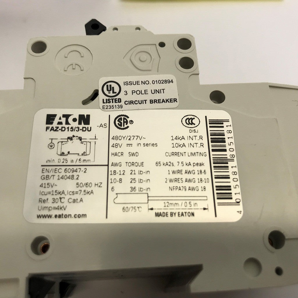 EATON サーキットブレーカー FAZ-D15/3-DU