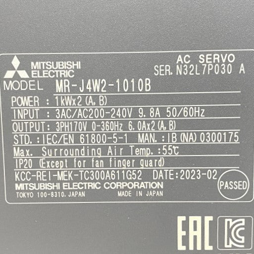 三菱電機 サーボアンプ MR-J4W2-1010B