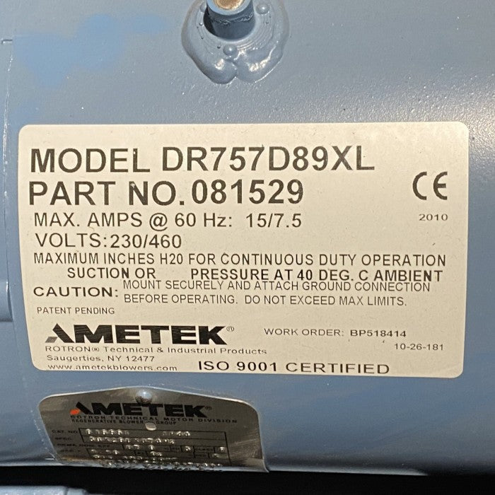 AMETEK リジェネラティブブロワー DR757D89XL