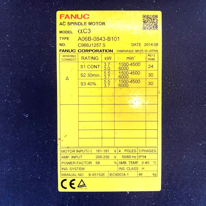 ファナック ACスピンドルモータ A06B-0843-B101