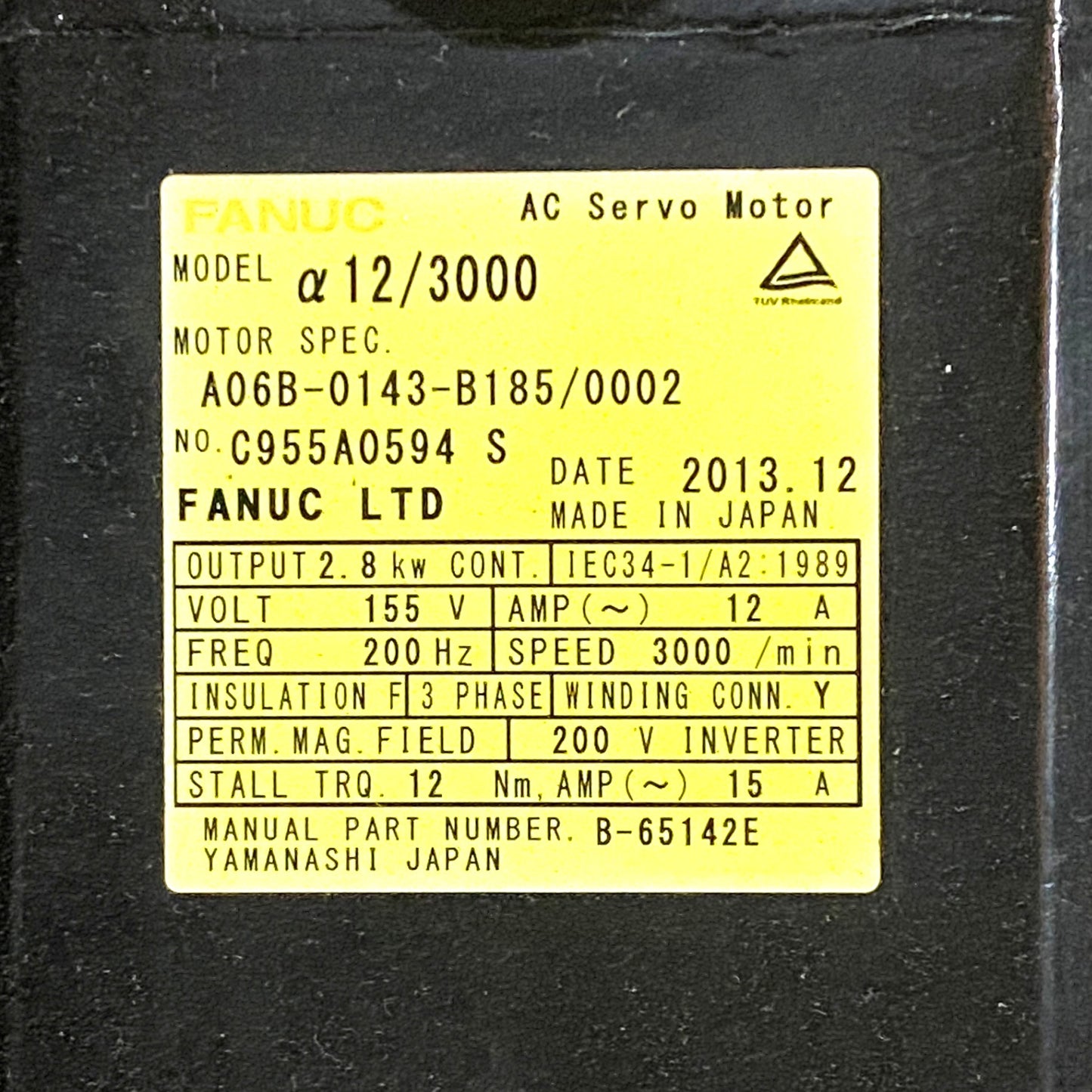 ファナック サーボモータ A06B-0143-B185/0002