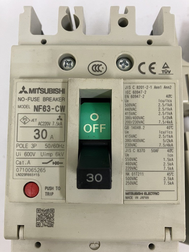 三菱電機　低圧遮断器　ブレーカ　NF63-CW　30A　3P