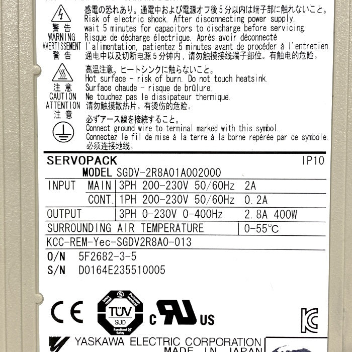 安川電機　サーボパック　　SGDV-2R8A01A002000