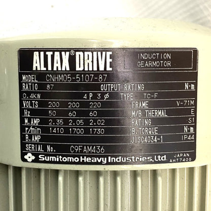 住友重機　サイクロ減速機付モーター　CNHM05-5107-87