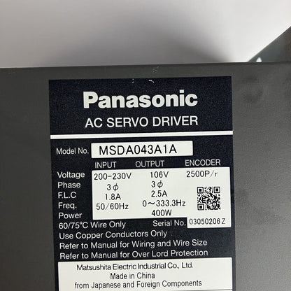 PANASONIC　サーボアンプ　MSDA043A1A