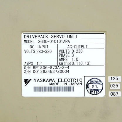 安川エンジニアリング　サーボユニット　SGDC-010101ARA
