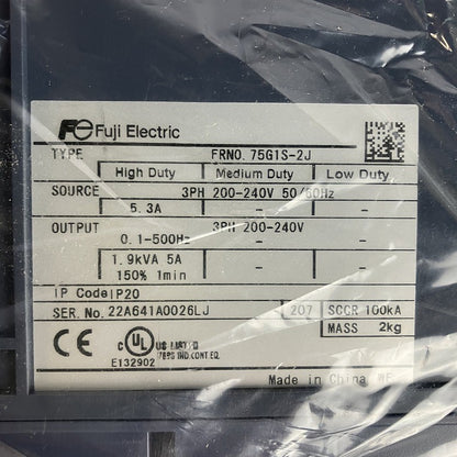 富士電機　インバータ　FRN0.75G1S-2J
