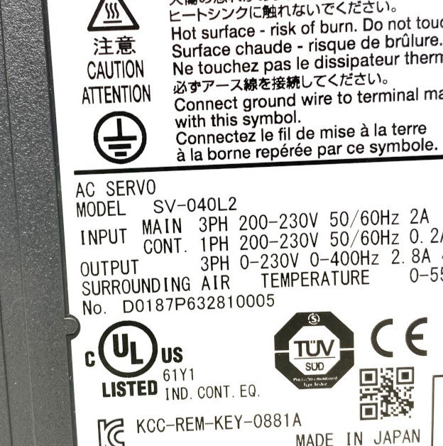 キーエンス　ACサーボシステム　SV-040L2