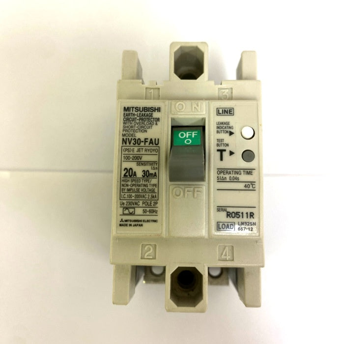 三菱電機　制御盤用遮断器　FAUシリーズ（漏電遮断器）　NV30-FAU　2P 　20A