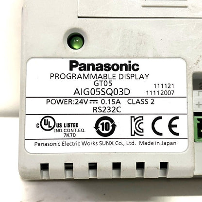 Panasonic　小型プログラマブル表示器　AIG05SQ03D