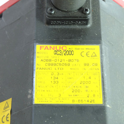 ファナック　ACサーボモータac3/200　A06B-0121-B075
