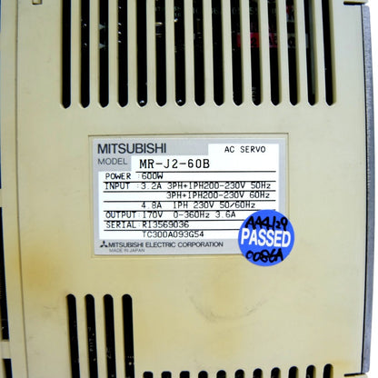 三菱電機　ACサーボアンプ カバー破損有　MR-J2-60B