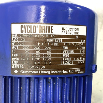 住友重機械工業　サイクロ減速機　CNHM05-6105-B-43