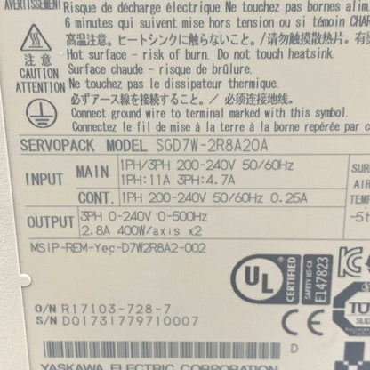 安川電機　サーボパック　SGD7W-2R8A20A