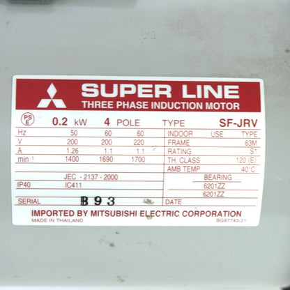 三菱電機　モーター　SF-JRV 0.2KW 4P 200V