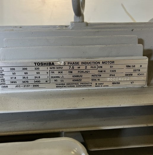 東芝　縦型モーター　IKK-FCKLA21-2P-7.5KW
