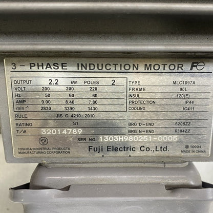富士電機　モーター　MLC1097A 2.2Kw 2P 200V
