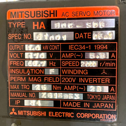 三菱電機　サーボモータ　HA80C-SD5
