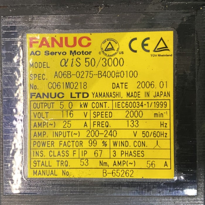 ファナック　ＡＣサーボモーター　A06B-0275-B400#0100