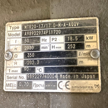 グルンドフォスポンプ　ポンプ　MTR20-17/17 D-M-A-AQQV